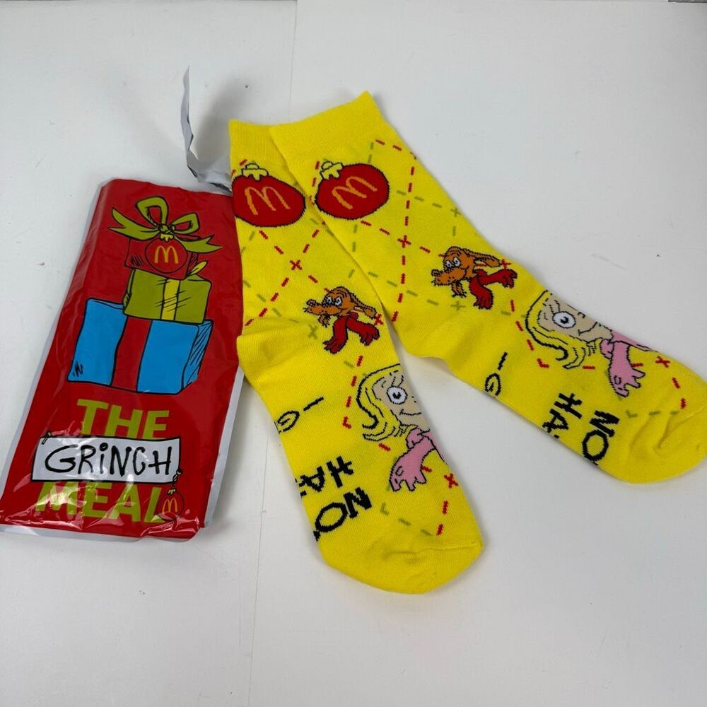McDonalds 2025 Grinch Meal Socks Yellow Pair‎ Brand New